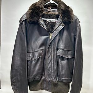 Vintage Schott 184SM A2 Brown Leather Flight Bomber 44 - w/fur collar and liner